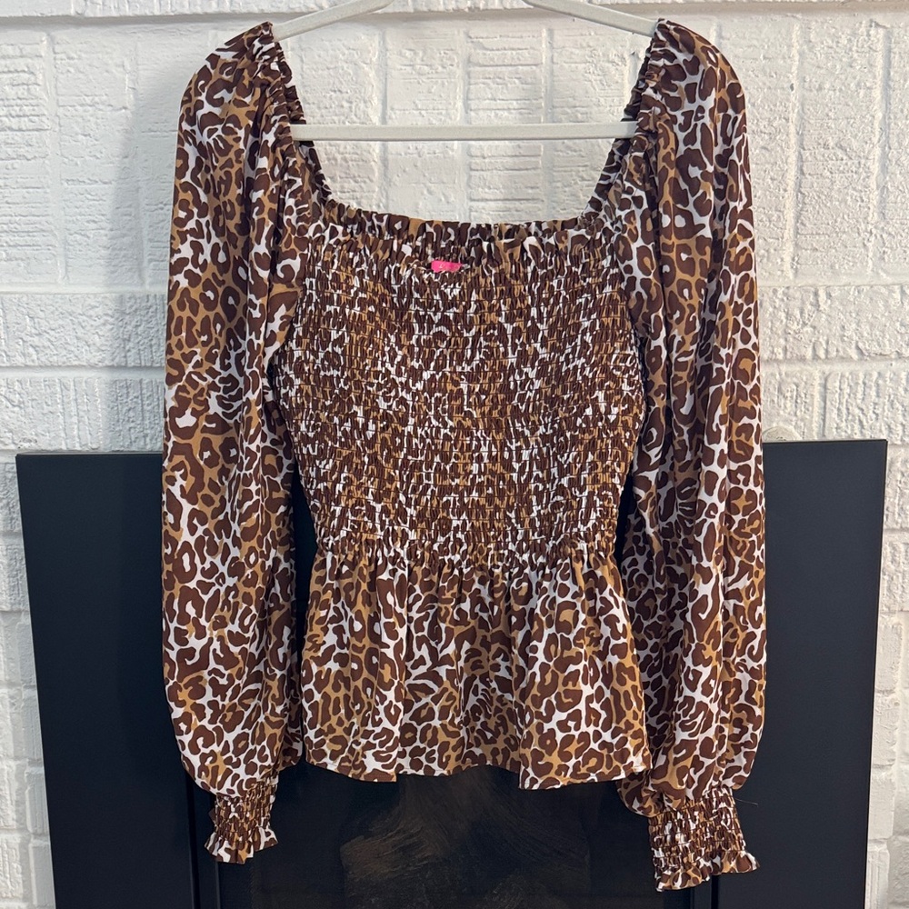 Lilly Pulitzer Leopard Print Blouse size large